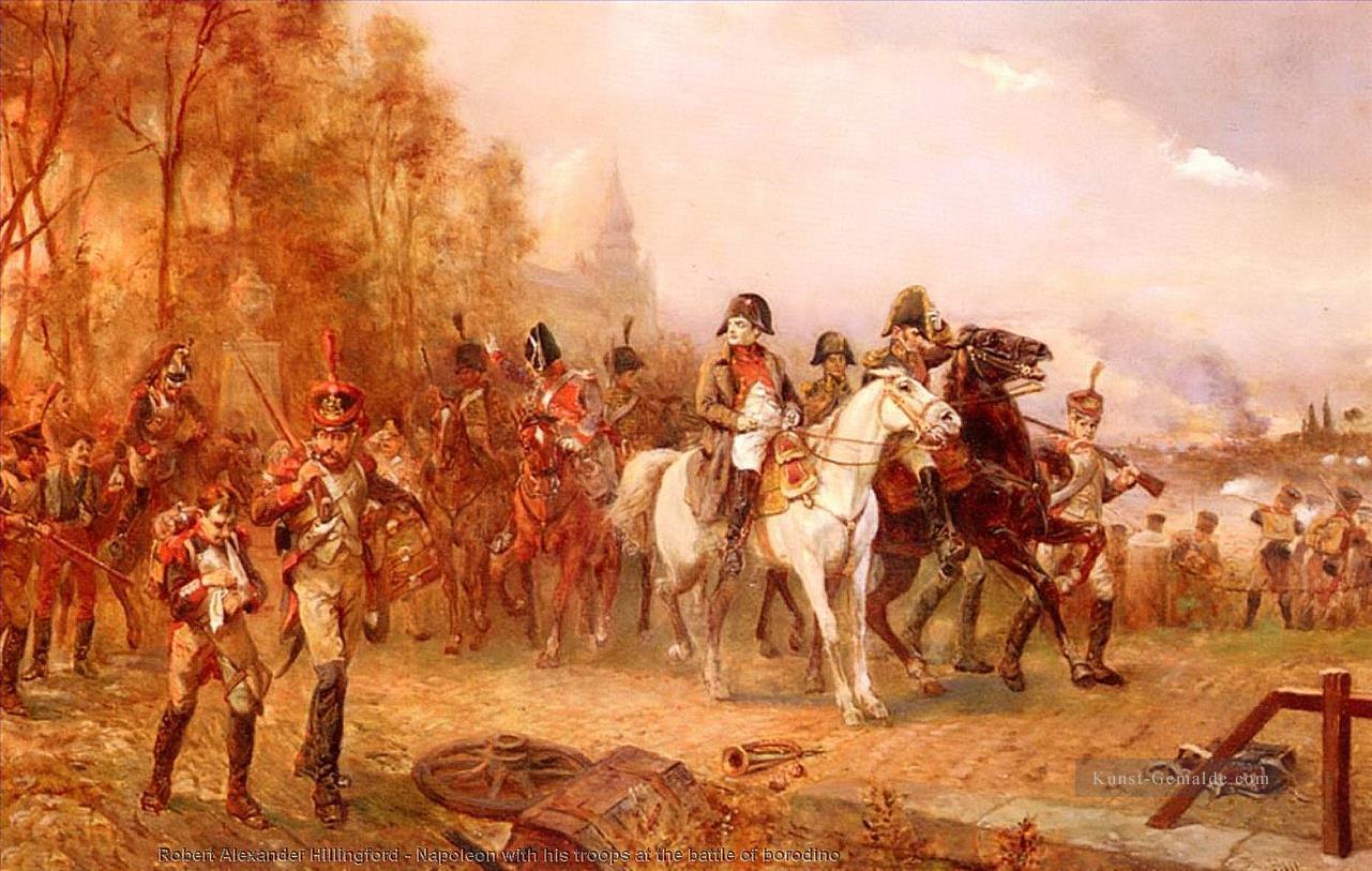 Napoleon mit seinen Truppen in der Schlacht von Borodino Robert Alexander Hillingford historische Kampfszenen Militärkrieg Ölgemälde